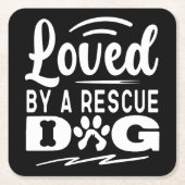 Geliefd bij een reddingshond Dierenadoptie geschen Kartonnen Onderzetters (Voorkant)