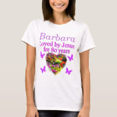 GELIEFD BIJ JEZUS 80E VERJAARDAG T SHIRT (Voorkant)