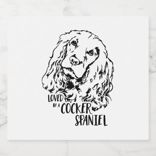 Geliefd door een Cocker Spaniel hond moeder hond g Sparkling Wijnetiket (Enkel label)