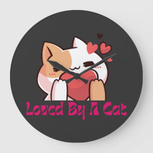 "Geliefd door een kat Kawaii kat wandklok" Grote Klok
