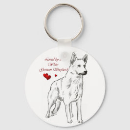 Geliefd door een witte Duitse herder Sleutelhanger
