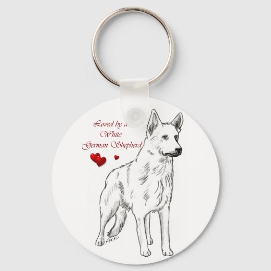 Geliefd door een witte Duitse herder Sleutelhanger (Voorkant)