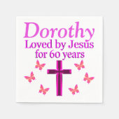GELIEFD DOOR JEZUS 60E VERJAARDAG GEPERSONALISEERD SERVETTEN (Voorkant)