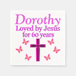 GELIEFD DOOR JEZUS 60E VERJAARDAG GEPERSONALISEERD SERVETTEN