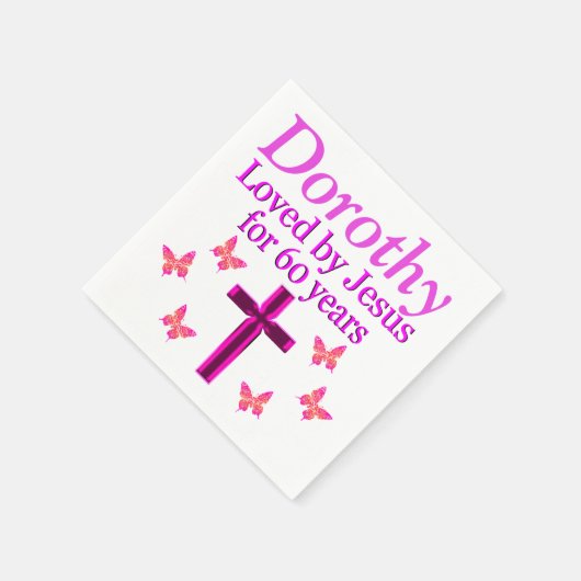 GELIEFD DOOR JEZUS 60E VERJAARDAG GEPERSONALISEERD SERVETTEN (Hoek)