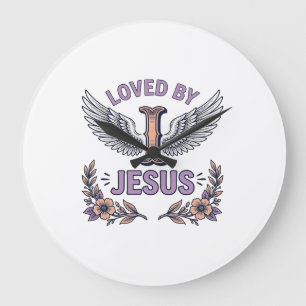 Geliefd Door Jezus Vintage Christelijke Bloem T-Sh Grote Klok