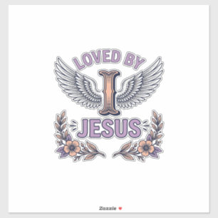 Geliefd Door Jezus Vintage Christelijke Bloemen T- Sticker