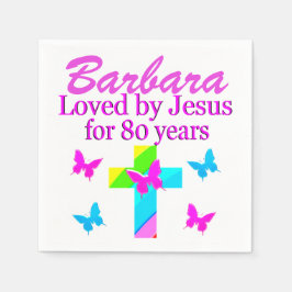 GELIEFD DOOR JEZUS VOOR 80 JAAR GEPERSONALISEERDE  SERVETTEN