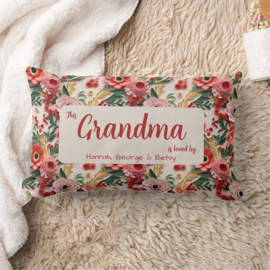 Geliefd door.. Personaliseerbare Floral 3D papier Kussen (Deken)