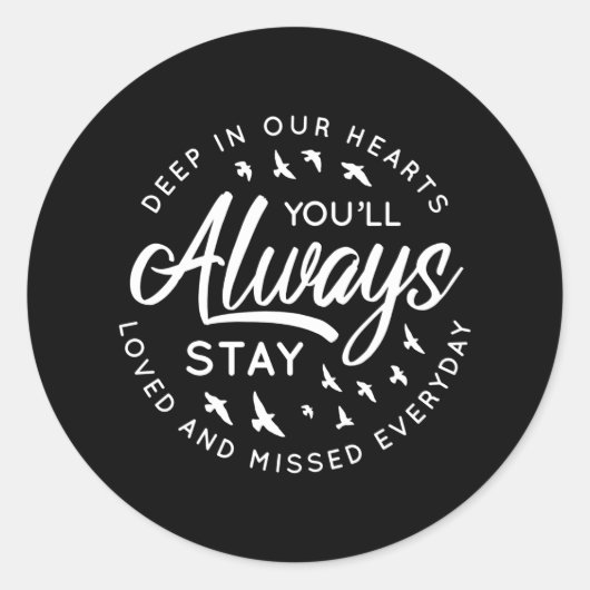 Geliefd en gemist gedenkteken ronde sticker (Voorkant)