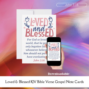 Geliefd & Gezegend KJV Bijbelvers Gospel Note Kaar Kaart