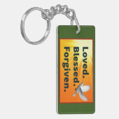 Geliefd. Gezegend. Vergeven. Acryl Sleutelhanger (Voorkant Links)