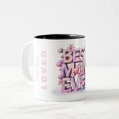 *~ Geliefd Hugs Moederdag Harten 3D Bloemen AP72 Tweekleurige Koffiemok (Voorkant links)