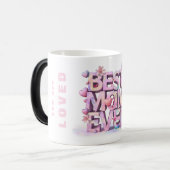 *~* Geliefd Hugs Moederdag Harten Bloemen 3-d AP72 Magische Mok (Voorkant links)