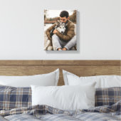Geliefd huisdier en eigenaar canvas afdruk (Insitu (Slaapkamer))