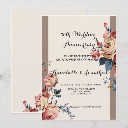 geliefd Jubileum voor bruiloft Kaart (Voorkant / Achterkant)