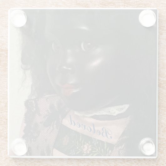 'Geliefd' Mooi  zwart poppetje Onderzetter Glazen Onderzetter (Achterkant)