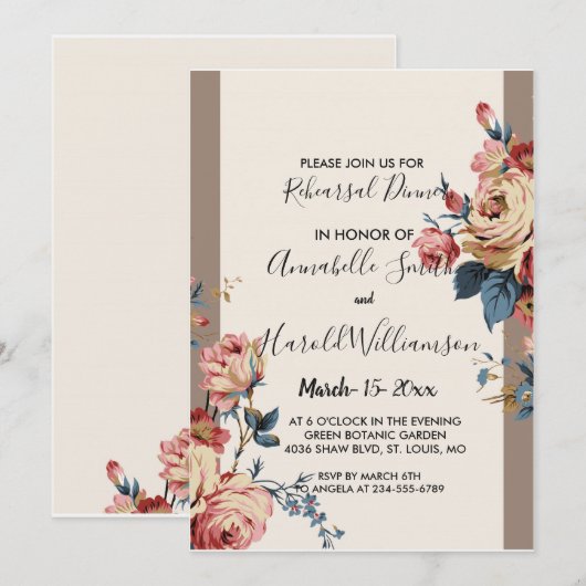 Geliefd repetitie diner kaart (Voorkant / Achterkant)