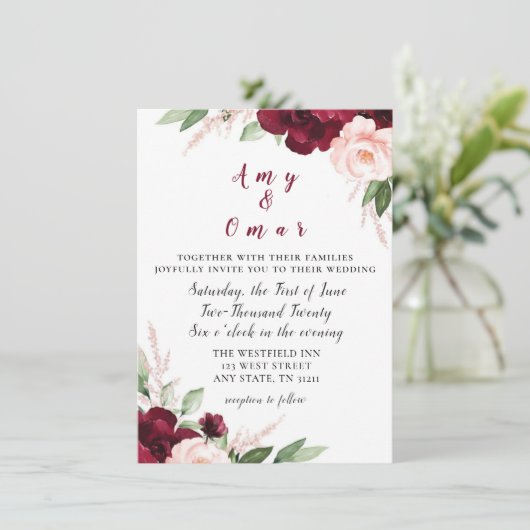 geliefde bloem bruiloftsinvitaties kaart (Staand voorkant)