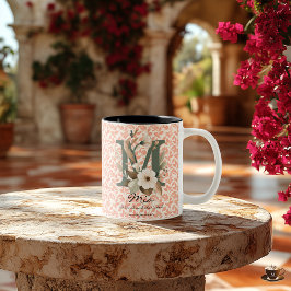 Geliefde Bloemige Boho Chic Monogrammok voor Mia Tweekleurige Koffiemok