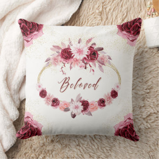 Geliefde elegante magenta roze bloemige gouden kra kussen