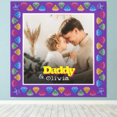 Geliefde Familie Portret Gift - Vader Dochter Zoon Canvas Afdruk (Insitu (Houten vloer))