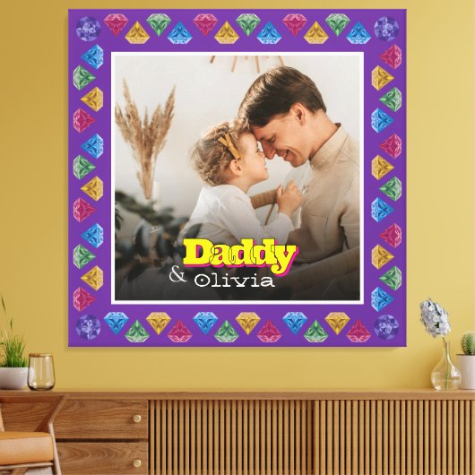 Geliefde Familie Portret Gift - Vader Dochter Zoon Canvas Afdruk (Insitu (Woonkamer))