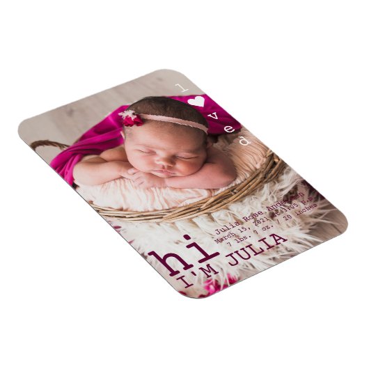 Geliefde foto geboorte aankondiging minimalistisch magneet (Rechterzijde)