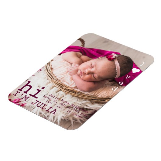 Geliefde foto geboorte aankondiging minimalistisch magneet (Linkerzijde)