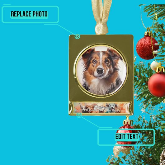 Geliefde hond vakantie verguld banner ornament