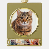 Geliefde Kattenvakantie Verguld Banner Ornament (Voorkant)