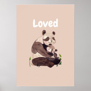 Geliefde Knuffelende Panda Beer Babyaanzicht Nurse Poster