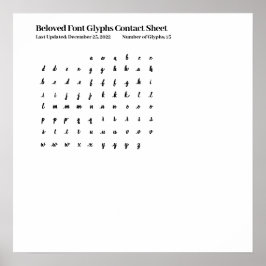 Geliefde lettertype glyphs Contactblad Poster