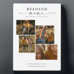 Geliefde Mama Mam Happy Moederdag Fotocollage Fotoplaat<br><div class="desc">De "Geliefde Mama" Fotocollage Plaque is een hommage in afbeelding, waardoor Moederdag een alledaags feest wordt. Deze elegante plaquette is een visuele symfonie van het lachen en de liefde die ze inspireert als moeder, zus, tante of oma. Een perfect cadeau om haar verjaardag of haar eerste Moederdag te herdenken, het...</div>