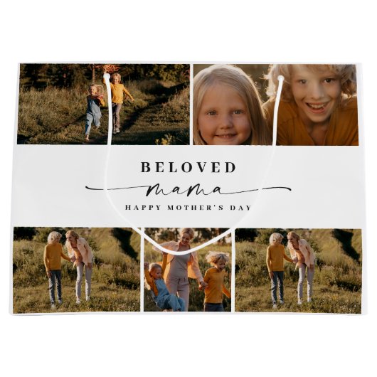Geliefde Mama Mam Happy Moederdag Fotocollage Groot Cadeauzakje (Voorkant)