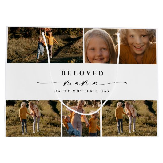 Geliefde Mama Mam Happy Moederdag Fotocollage Groot Cadeauzakje (Achterkant)
