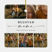 Geliefde Mama Mam Happy Moederdag Fotocollage Keramisch Ornament (Achterkant)