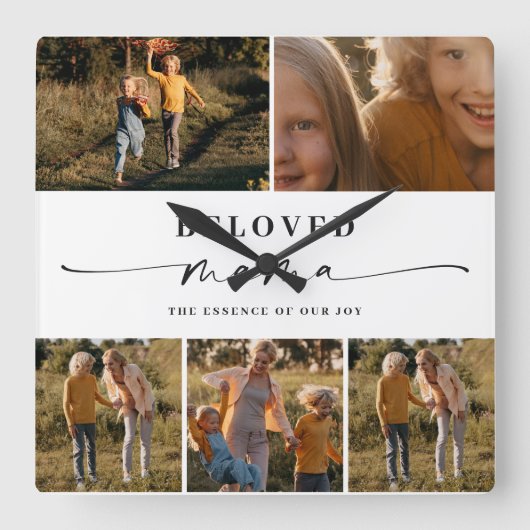 Geliefde Mama Mam Happy Moederdag Fotocollage Vierkante Klok (Voorkant)