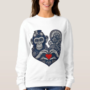 Geliefde steampunk aap met rood hart trui