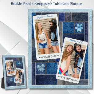 Geliefde Vriendschap Bestie Keepsake Plaque Denim Fotoplaat