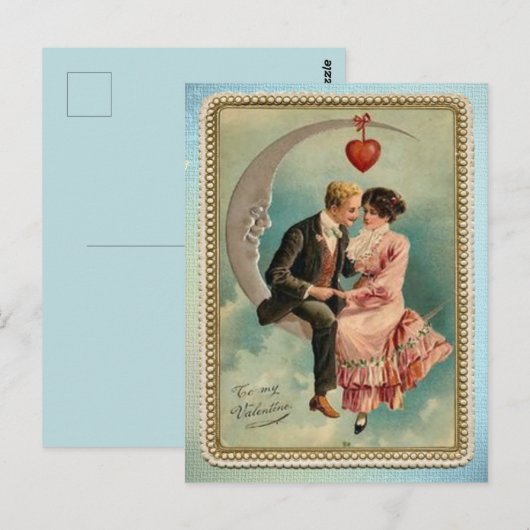  geliefden op een maan Valentijnsdag Briefkaart (Voorkant / Achterkant)