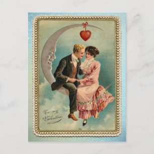 geliefden op een maan Valentijnsdag Briefkaart