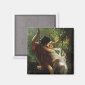 Geliefden op een schommel. Lente van Pierre August Magneet (Voorkant / Achterkant)