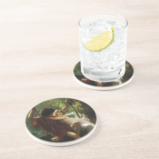 Geliefden op een schommel. Lente van Pierre August Zandsteen Onderzetter (Zijkant)