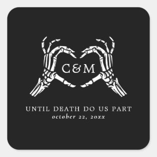 Geliefden tot de Dood Skeletten & Rozen Bruiloft Vierkante Sticker