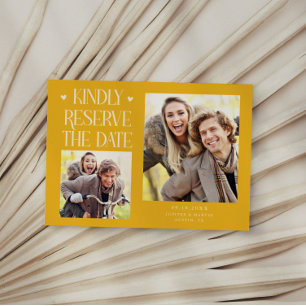 Gelieve 2-Foto Gele Trouwdatum te Reserveren Save The Date