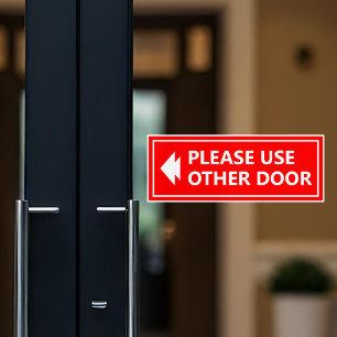Gelieve Ander Deur Bord Met Pijl Rood Sticker