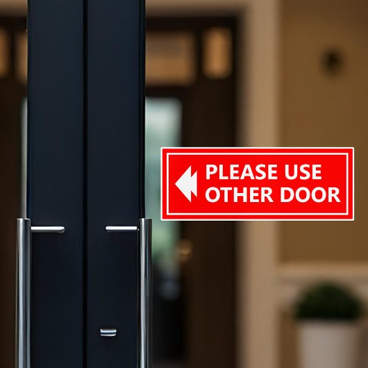 Gelieve Ander Deur Bord Met Pijl Rood Sticker