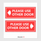 Gelieve Ander Deur Bord Met Pijl Rood Sticker (Vel)