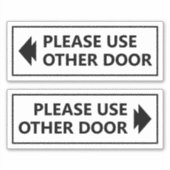 Gelieve Ander Deur Bord Met Pijl Wit Sticker (Voorkant)